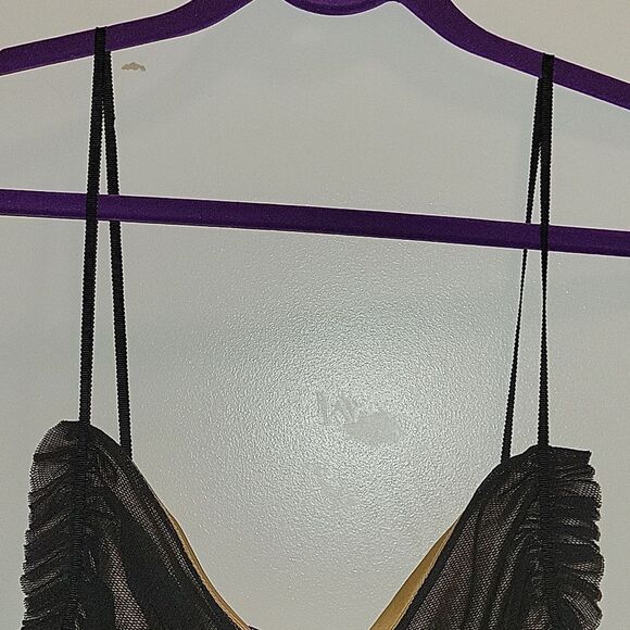 Vtg Max Studio Special Edition Whimsigoth Black Mesh Overlay Nude Dress Sz M - Picture 10 of 10